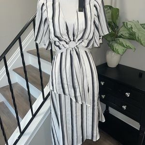 HOUSE OF HARLOW CUT OUT RING MIDI STRIPE DRESS SIZE S NEW WITH TAGS